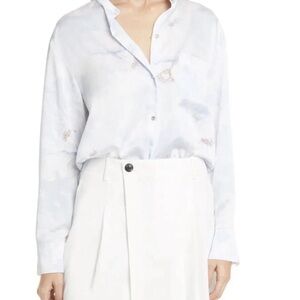 VINCE Painted Magnolia Band Collar Blouse V651012321 Size XS NWT $345